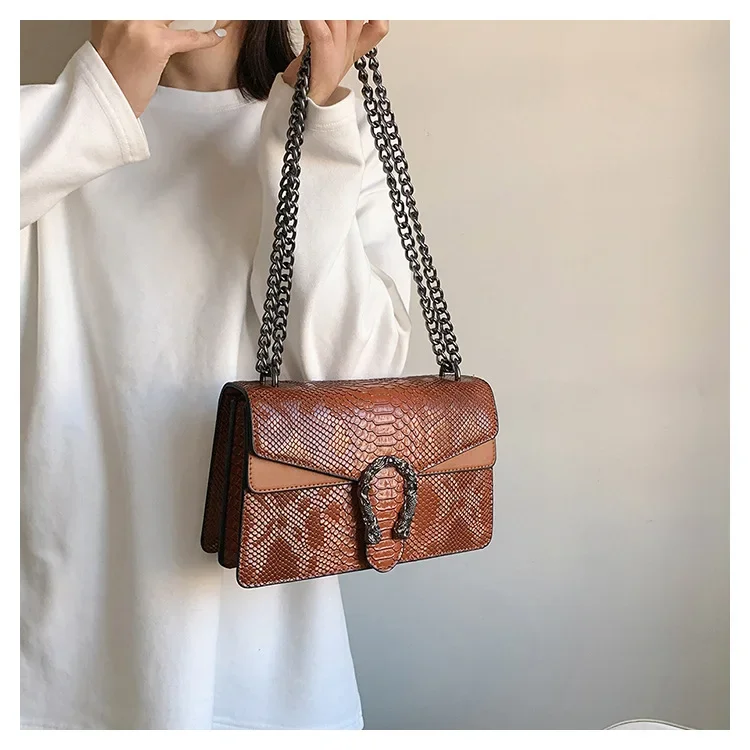 

2025 Women's Croco-Embossed Box Bag - Vintage Chain Strap Crossbody, Retro Shoulder Purse for Trendy Looks