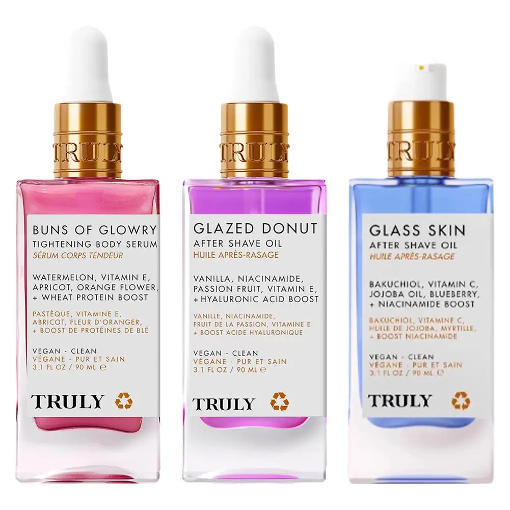 TRULY After Shave Oil Strawberry/Apple /Donut For Smooth Skin Moisturizes Soft Deep Hydration Reduce Redness Irritation 90ML