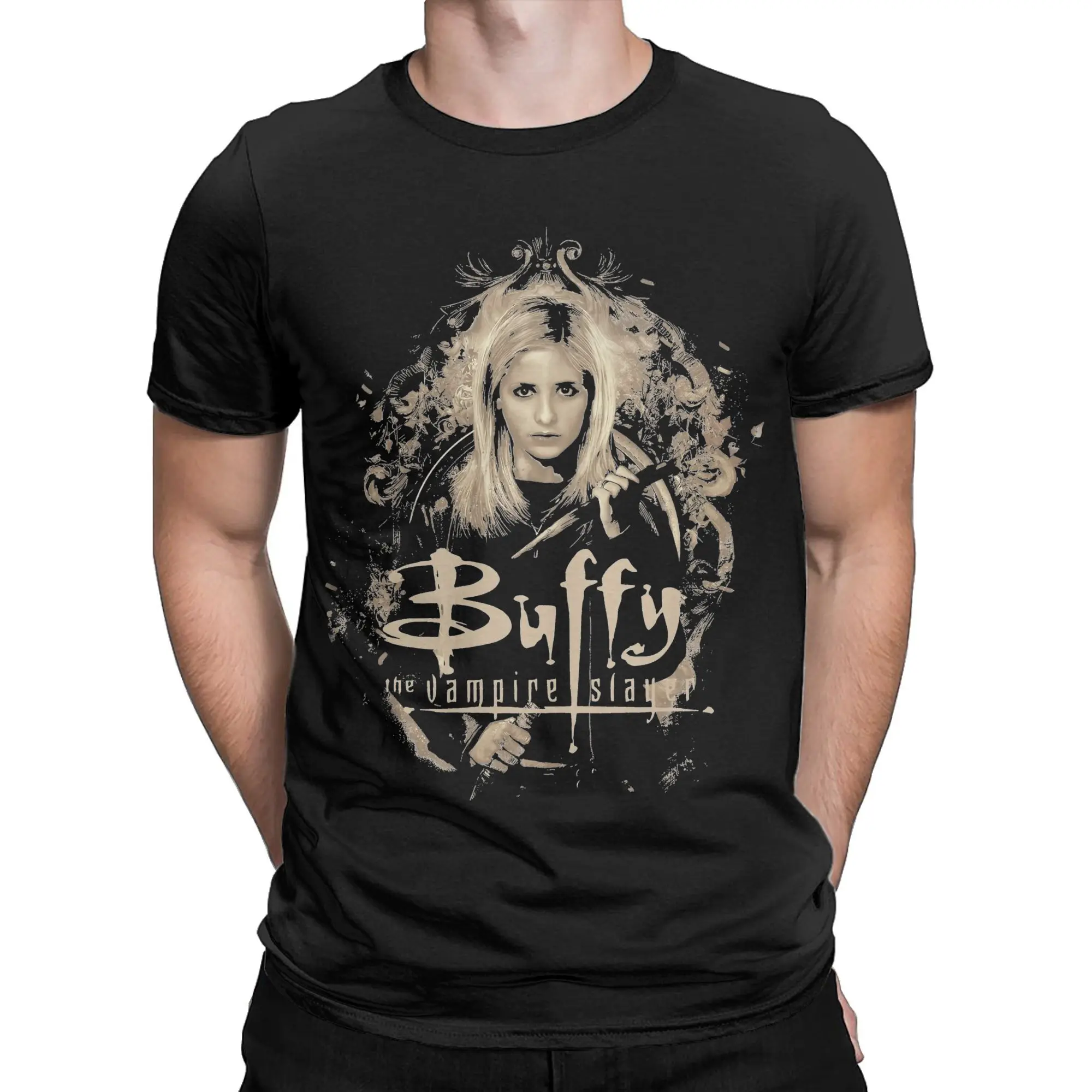 Buffys The Vampires Slayers T Shirt Men 100% Cotton Casual T-Shirt Crew Neck  Tees Short Sleeve Clothes Printed