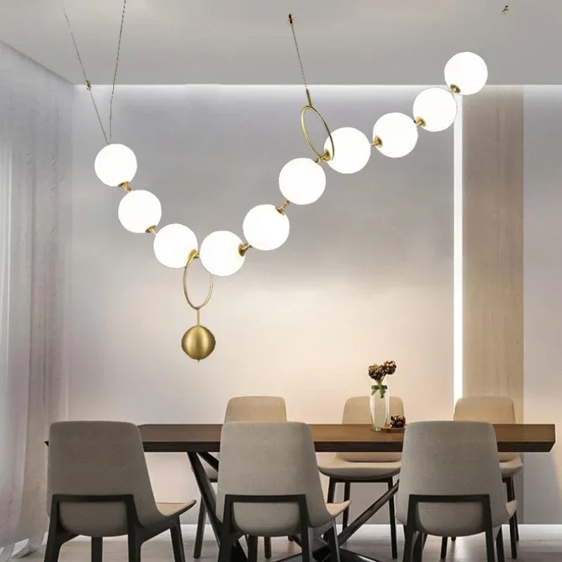 Nordic Luxury Necklace Pendant Light Modern Glass Ball Chandelier for Living Room Dining Room Bedroom Ceiling Lamp Home Decor