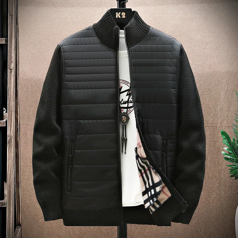 Men Knitted Cardigans Sweater Winter Warm New Stand-up Collar Zipper Cardigan SweatersCoat Jacket Casual Fashion Men Clothing