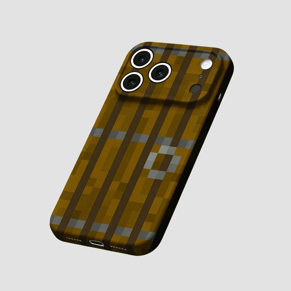Brown Wood Pixels Phone Case For iPhone 17 16 15 14 13 12 11 Pro Max Air 16e 7 8 Plus XS Max X XR Hard PC Bumper Cover view 6
