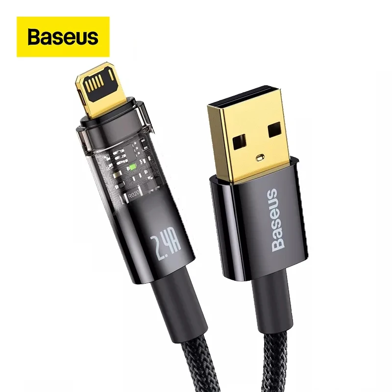 Baseus 2.4A USB Cable For iPhone 13 12 11 Pro Max iPad Fast Charging With Auto Power-Off Data Cable Mobile Phone Cable Wire Cord