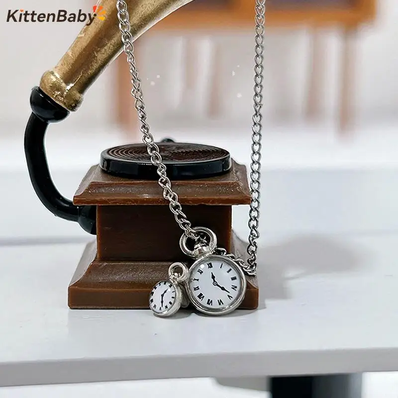 1/12 Dollhouse Simulation Vintage Pocket Watch Dollhouse Mini Decoration Dolls House Accessories Kid Pretend Play Toy