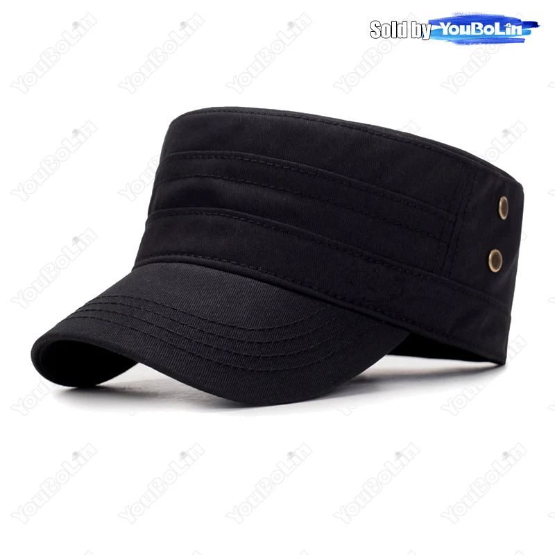 Small Iron Label Flat Cap Spring Outdoor Travel Hat For Men Cotton Shield Cap