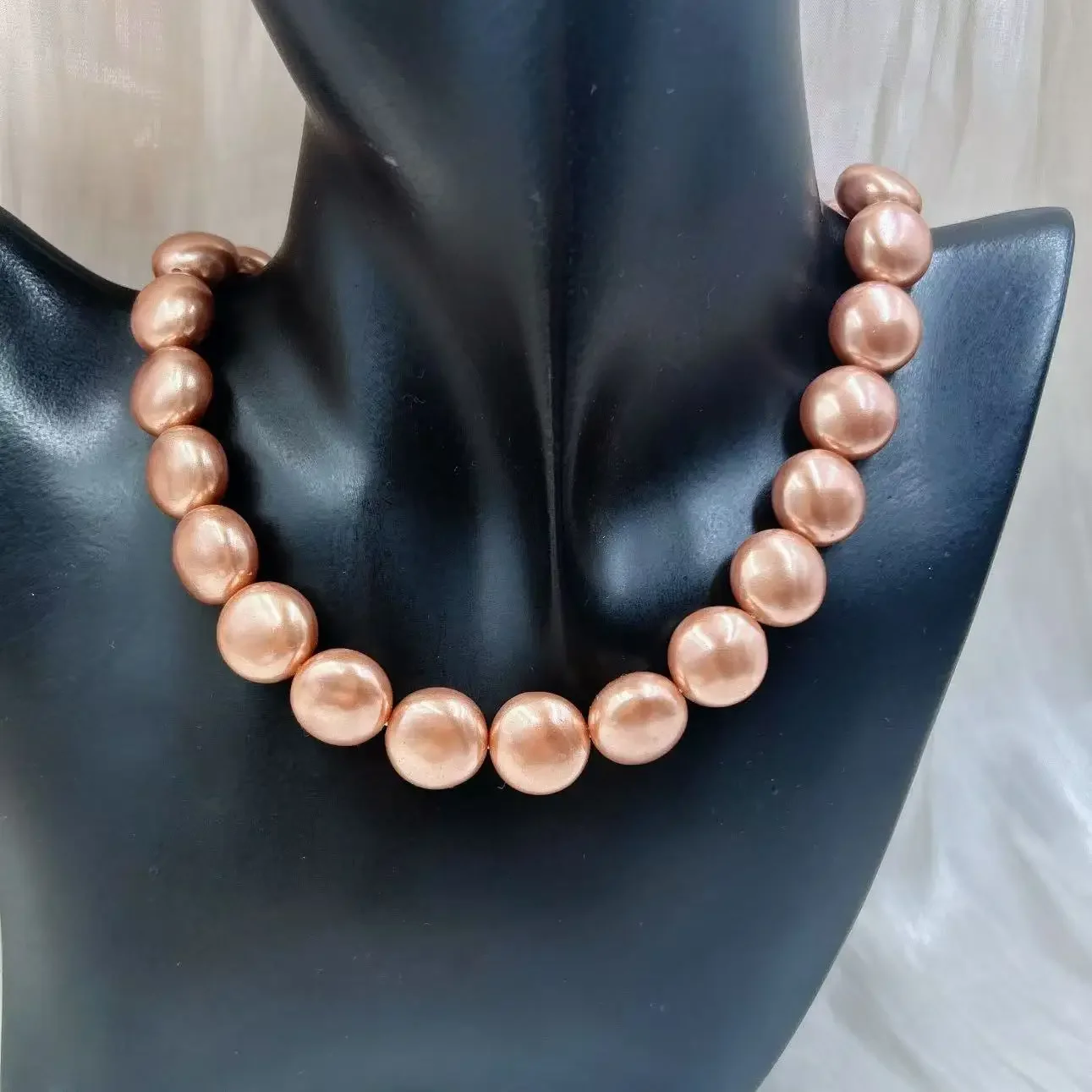 15mm Coin Shinning Champagne Natural Shell Pearl Birthday Gift Elegant Classic Jewelry Women Short Chokers Necklace 17inch