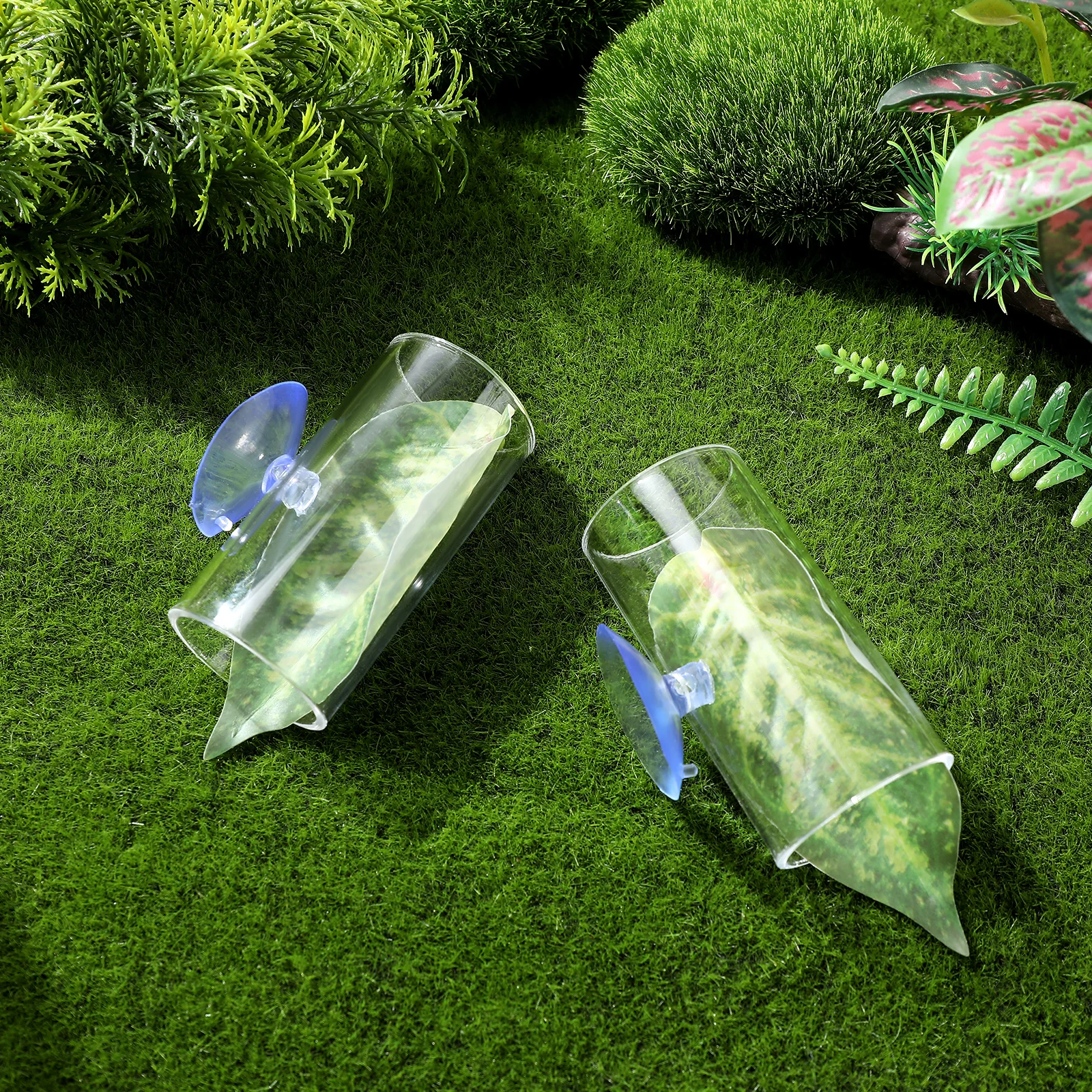 

2pcs Betta Fish Tube Fish Tank Tunnel Betta Fish Hideout Betta Resting Fake Leaves Tube Clear Fish Tunnel Aquarium Accessories