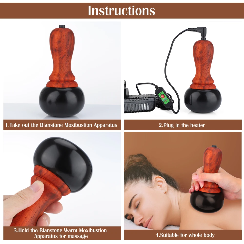 Hot Stone Gua Sha Electric Massager Neck Back Full Body Hot Compress Jade Warming Moxibustion Dredging Meridian Massage Devices