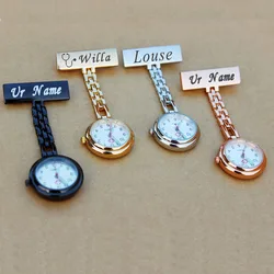 Reloj de enfermera personalizado grabado con su logotipo de nombre, Pin de solapa de acero inoxidable, broche de alta calidad, oro rosa Fob