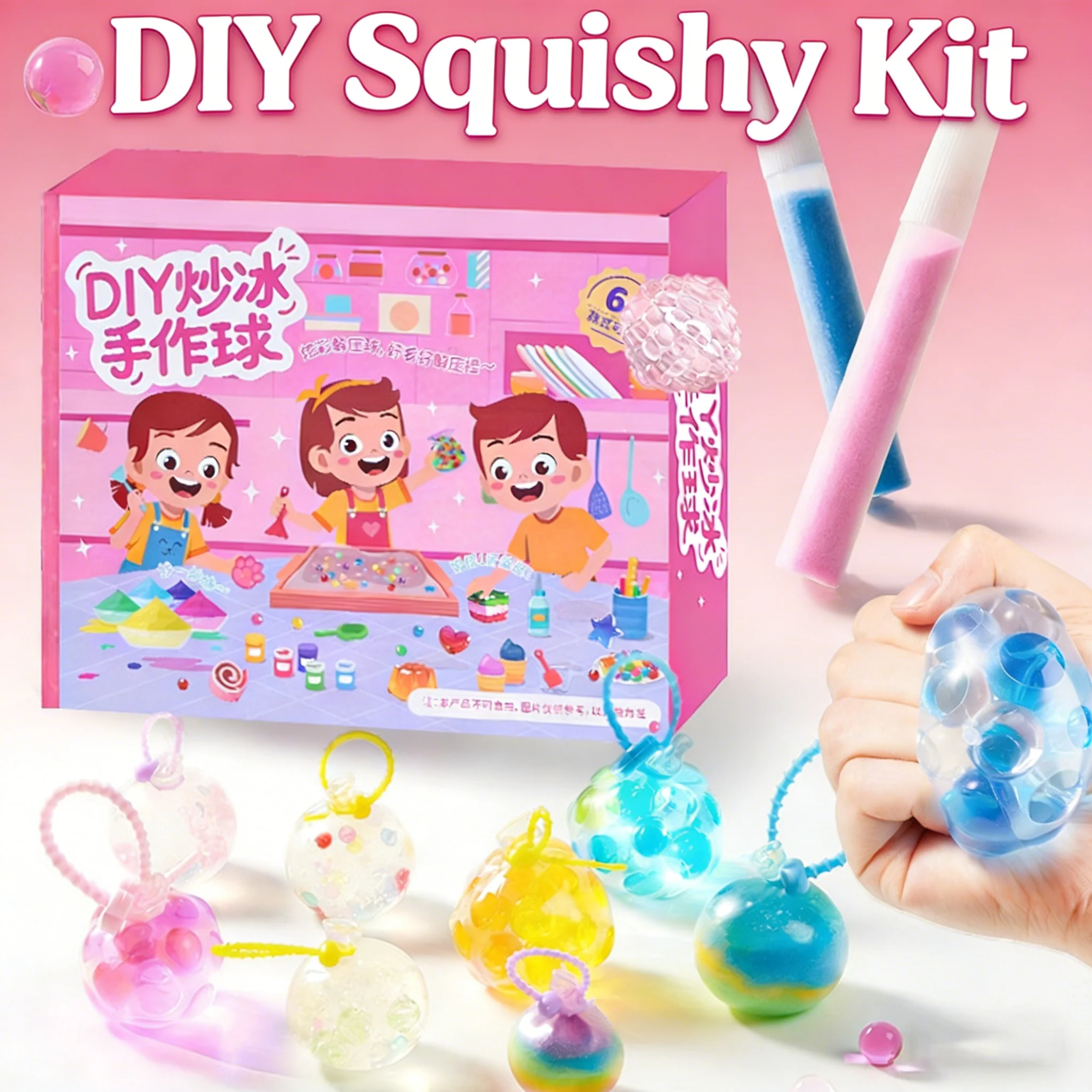 

DIY Squishy Making Kit Cat Paw Glitter Stress Ball Handmade Material Pack Squeeze Fidget Toy Stress Relief Creative Gift for Kid