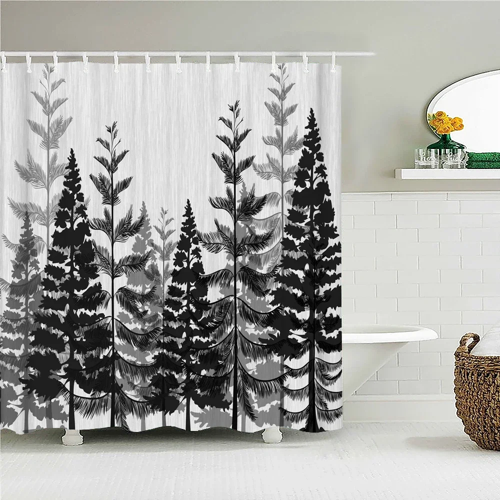 Flowers leaves Plant Trees Pattern Bath Curtain Waterproof Fabric Shower Curtains 180X180cm Bathtub Screen for Bathroom Decor