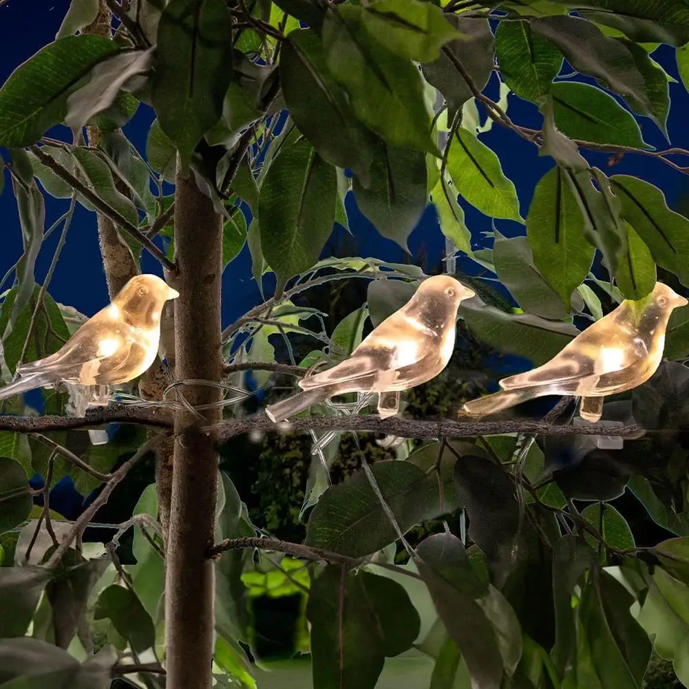 

Солнечная уличная водонепроницаемая гирлянда с птицами для декора виллы, балкона, двора, светящиеся птицы для украшения