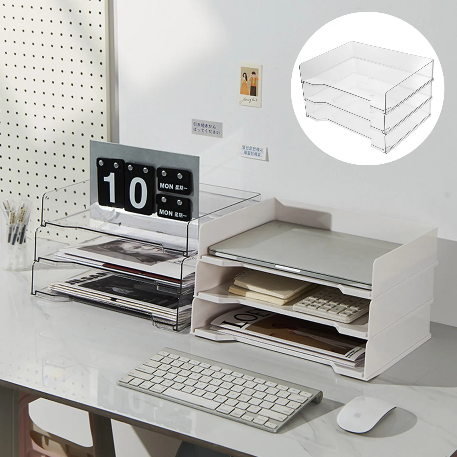 

3 Pcs Document Storage Box Container Multi-functional Desktop Organizer Mesh Organiser File Holder Plastic