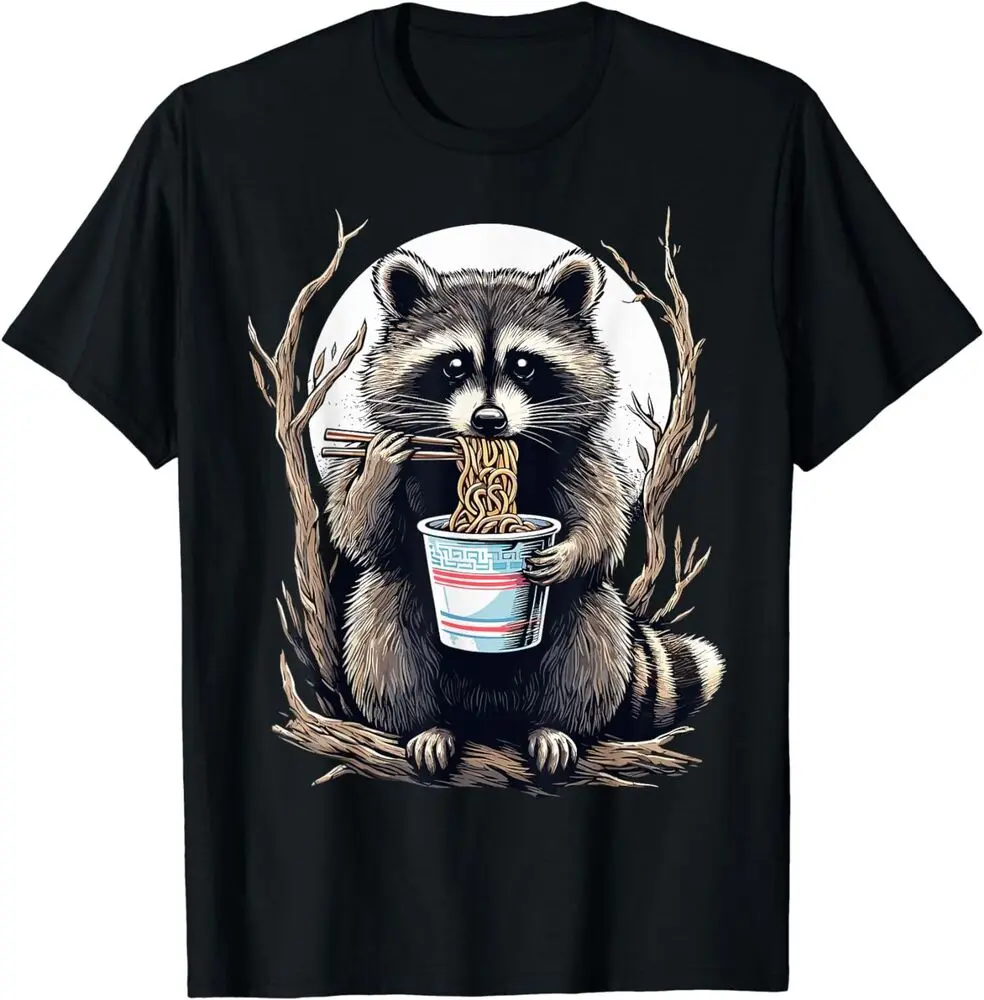 Raccoon Eating Instant Noodle Cup Funny Gifts Unisex T-ShirtHigh Quality 100%Cotton Short Sleeve