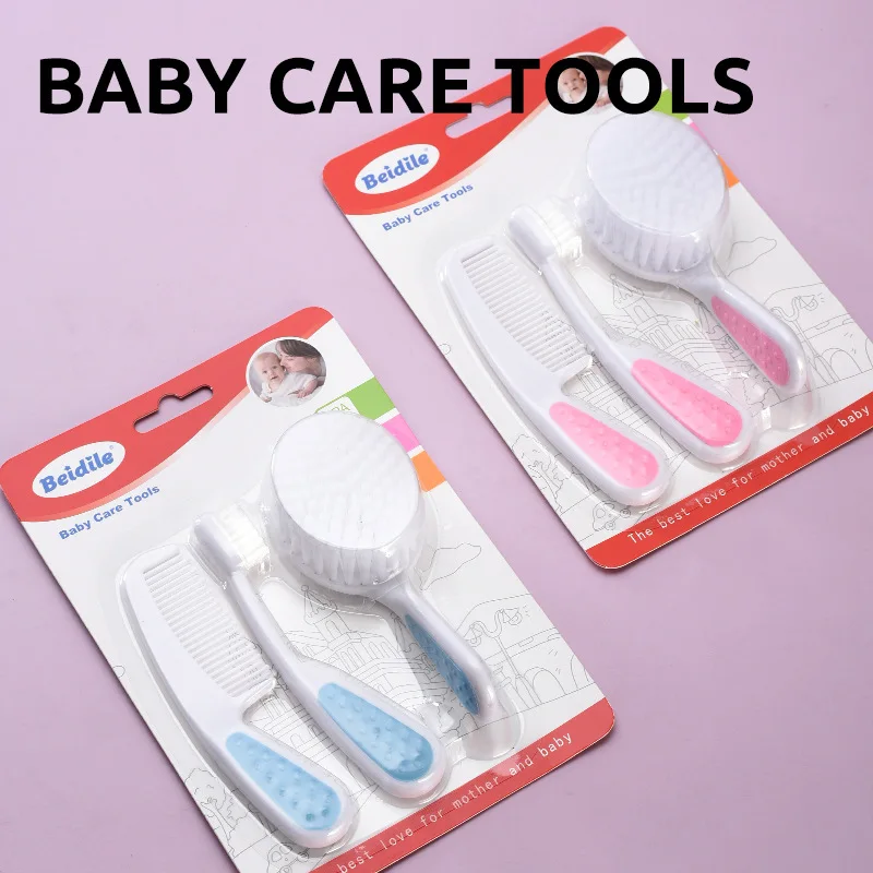 مشط أطفال جديد مكون من 3 قطع، مجموعة العناية بفرشاة أسنان الطفل وفرشاة الشعر، أداة تنظيف فرشاة غسيل الأطفال #1