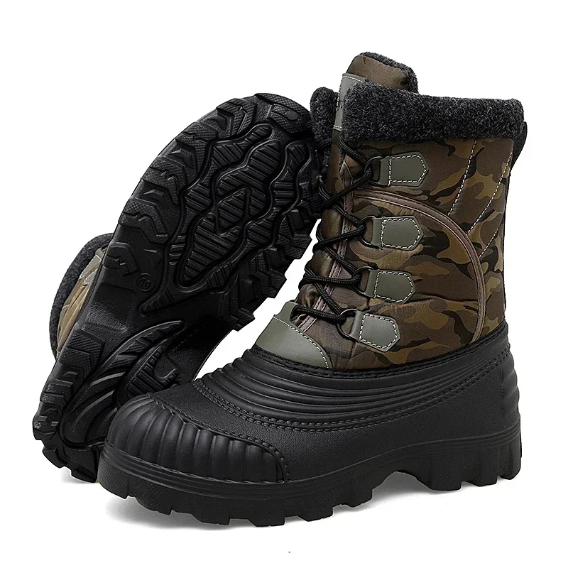 Winter Snow Boots Mid-calf Duck Boots for Men Warm Outdoor Waterproof Hunting Working Boots Mens Camouflage Outdoor Shoes Male