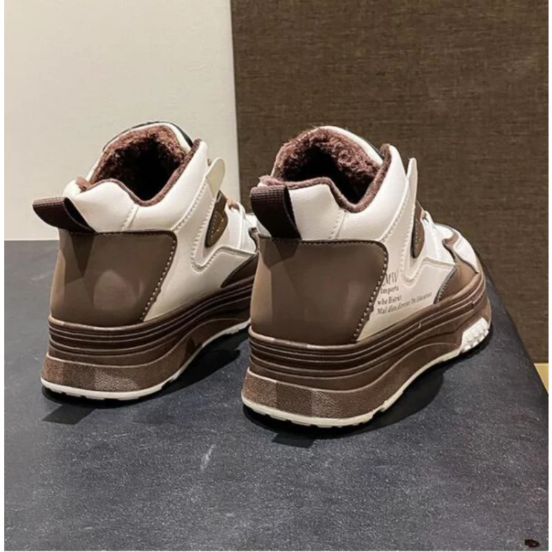 Autumn and Winter New Cashmere Warm High Top Shoes Female Thick Soles Sports Leisure Board Shoes All Match Shoes