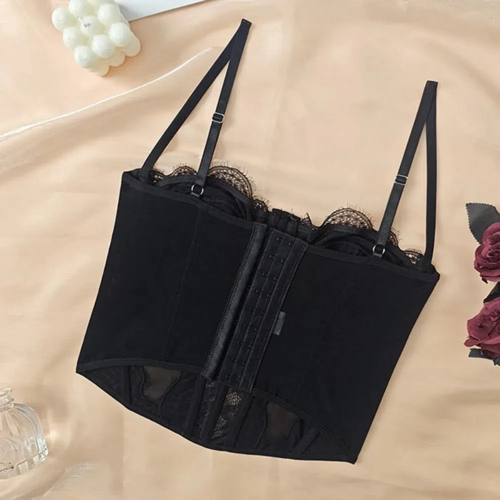 Elastic Hollow Lace Camisole Transparent Slim fit Lace Corset Tanks Sleeveless Crop Tops Travel