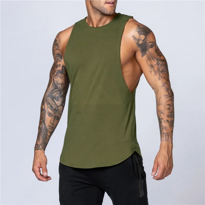 Brand Summer Gyms Clothing Fitness Cotton Tank Tops Men jogging Bodybuilding sleeveless Shirt Breathable O-Neck Muscle Vest