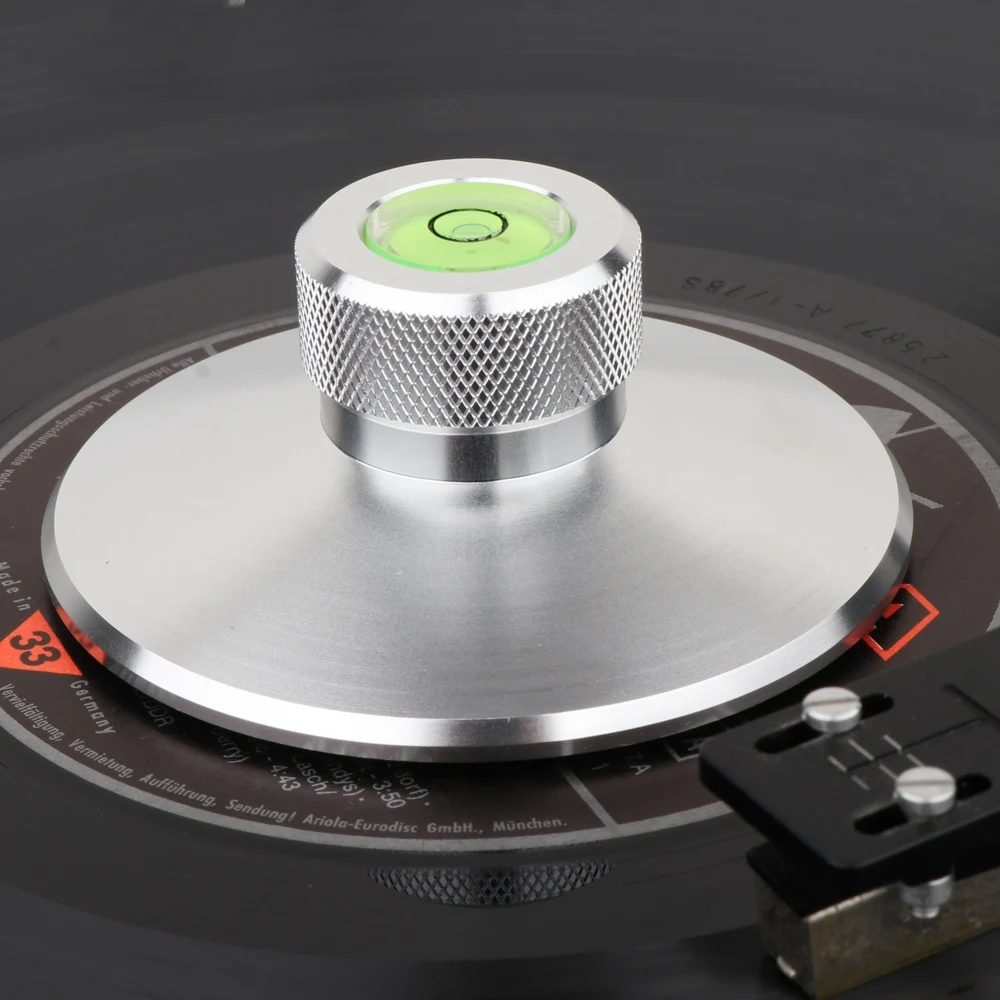 

B45C LP Виниловый проигрыватель проигрывателей Дисплей Стабилизатор Вибрационный зажим с рычагом Полностью алюминиевый сплав с ЧПУ Серебристый