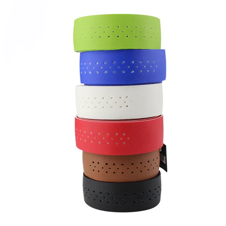 Latest Product Pu Leather Perforated Breathable Bicycle Handlebar Tape Comfortable Light Weight Anti-Slip Bicycle Handlebar Tape