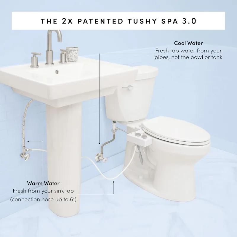 Spa Warm Water Bidet Attachment. Universal Toilet Fit, Easy DIY Install (Requires Sink Access for Temperature Control) Self