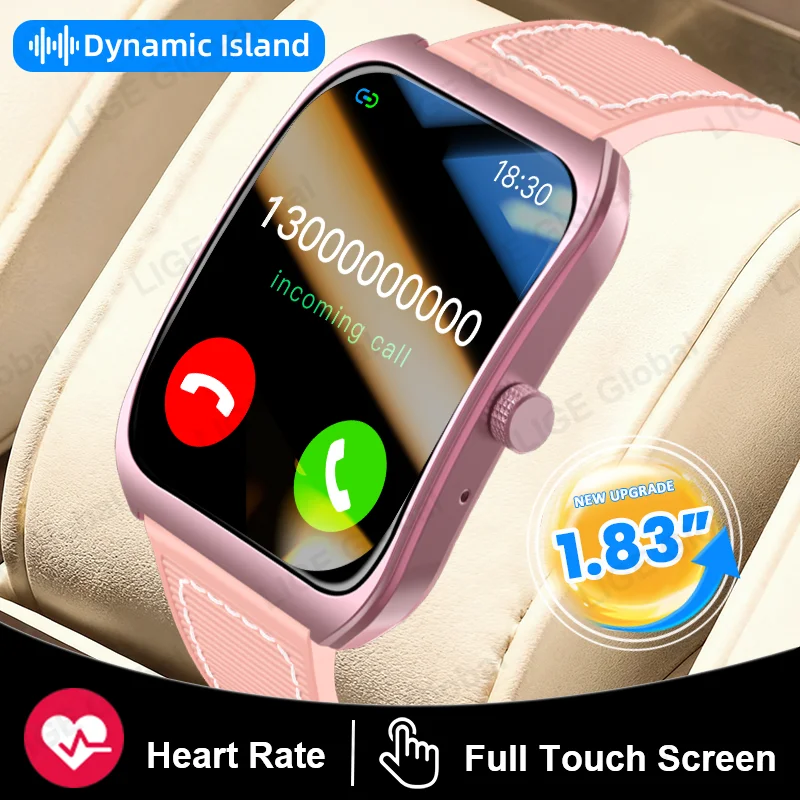 

LIGE 2025 New Smartwatch Dynamic Island Bluetooth Talking Heart Rate Sleep Monitor Sports Smart Watch For Women Men Holiday Gift