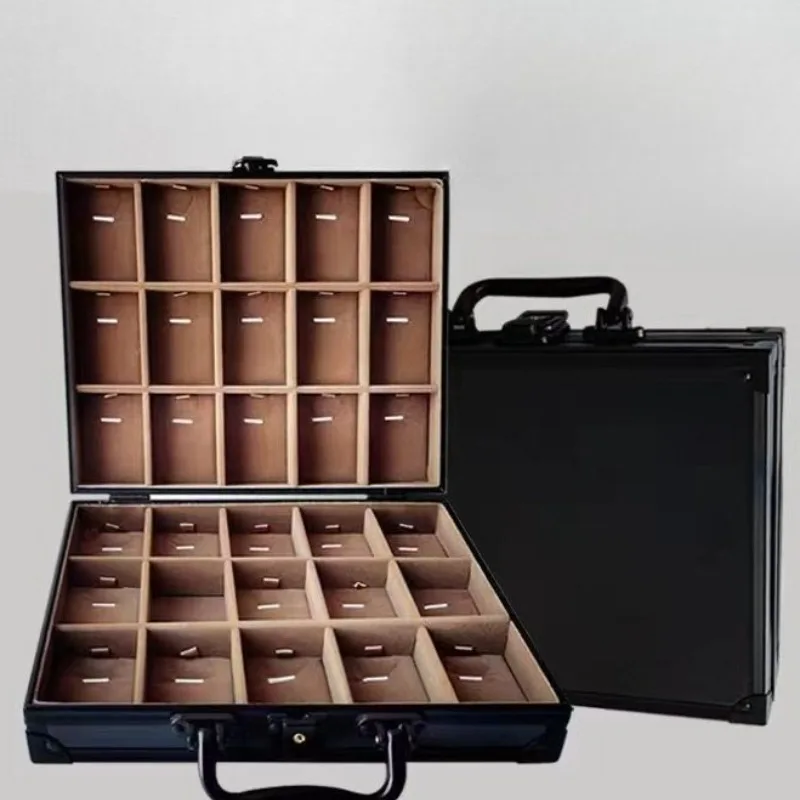 حافظة مجوهرات جلدية محمولة خواتم قلائد أساور صندوق عرض إكسسوارات مجوهرات صناديق تخزين حافظات عرض حلية كبيرة #2