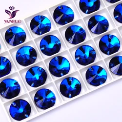 YANRUO 3200 Rivoli Capri Blue Sew on Rhinestone All Sizes Flatback Rhinestone Sewing Crystal Stones Decoration For Wedding Dress