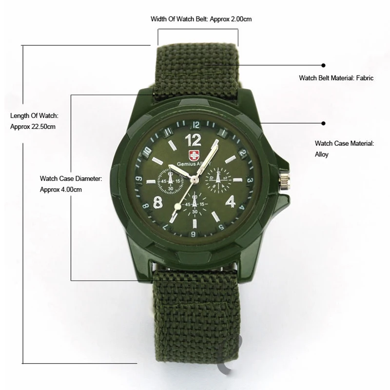 Fashion Mens Watch Cool Sport Analog Quartz Wristwatch Canvas Nylon Strap Camouflage Outdoor Army Green Male Clock reloj hombre