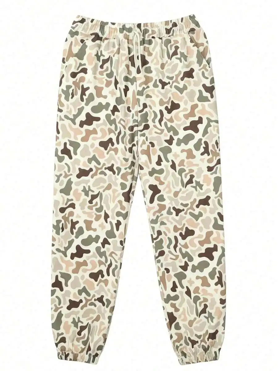 

Casual Camo Print Womens Joggers Loose Elastic Waist Pants