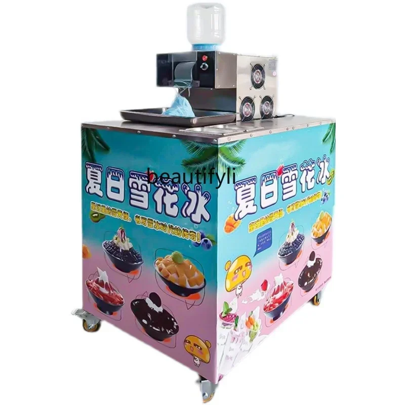 

AA Snowflake Smoothie Machine Summer, Rotating Coke Sponge Ice Machine Trolley Shaved Ice Machine