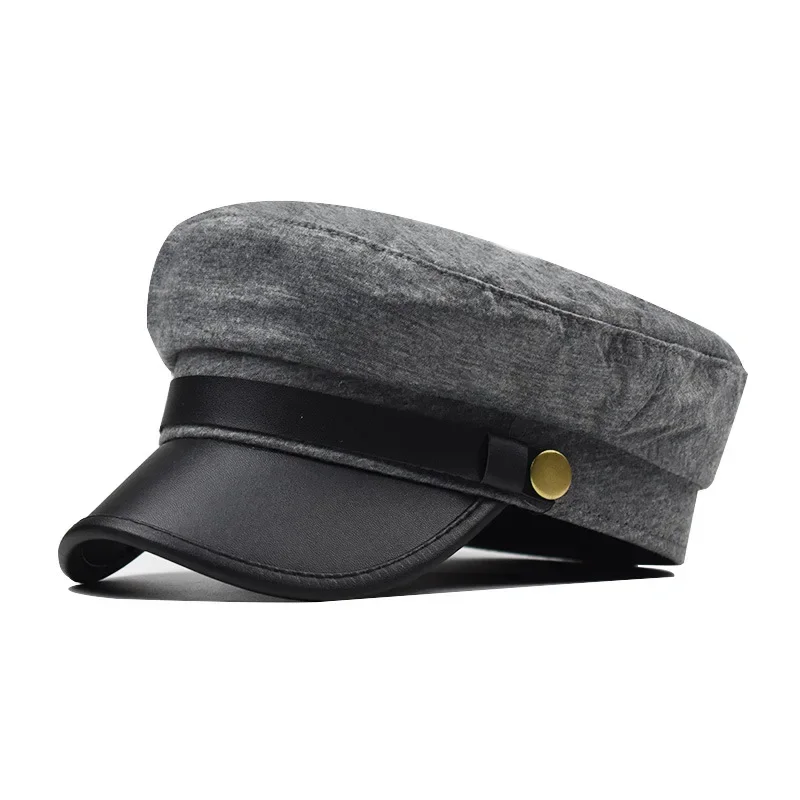 Fashion Women Men Hat Spring Autumn Sailor Hats Black Ladies Beret Caps Flat Top Captain Cap Travel Octagonal Hat Boina mujer