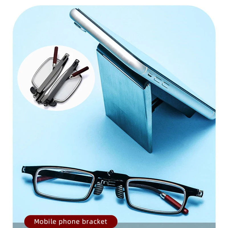 Hd anti-blue light reading glasses Portable ultra-thin mobile phone stand Glasses case unisex computer glasses