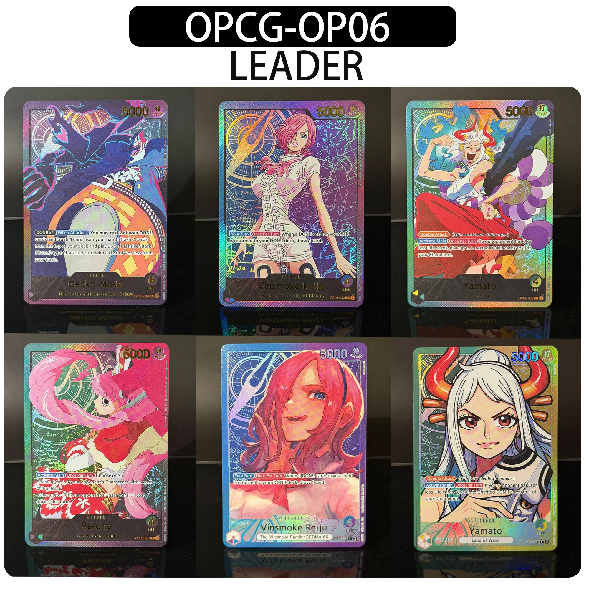 One Piece OPCG Leader OP06 Holographic Rainbow Foil/Full Art Reiju Perona Yamato 001/042/021/080/022 Proxy Collection TCG Cards