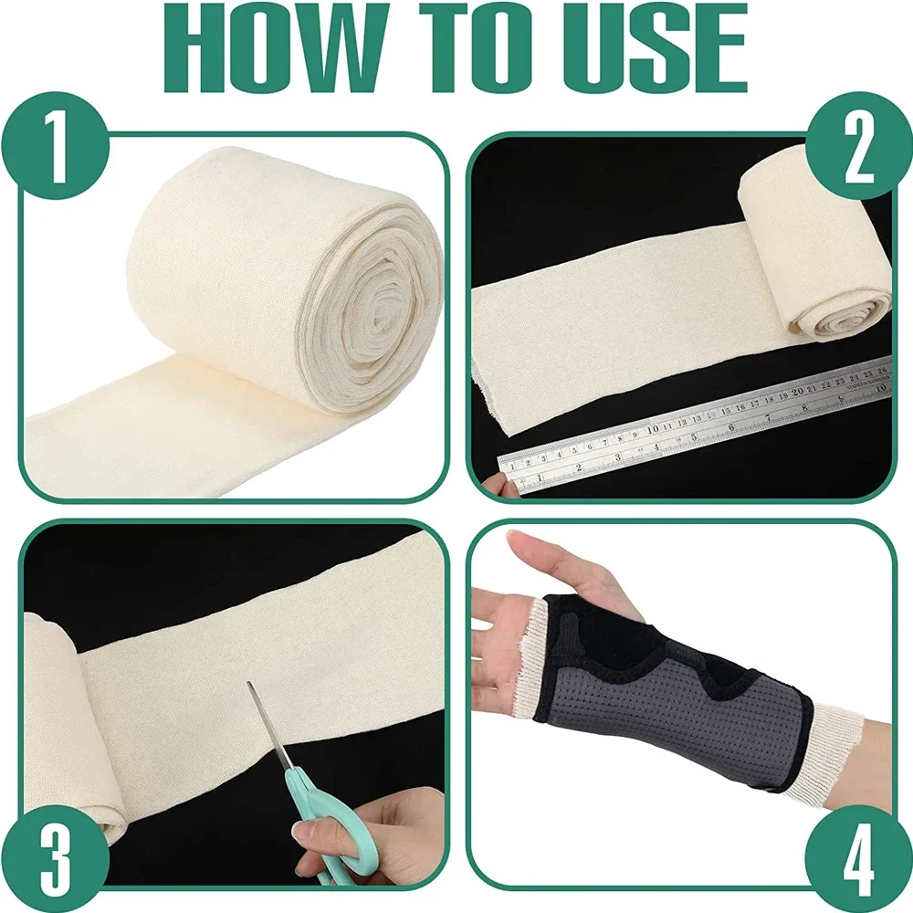 1 Stuk Katoen Spandex Elastisch Buisvormig Steunverband, Herbruikbaar Elastisch Buisvormig Compressieverband Rol Voor Been, Knie, Arm & Elleboog