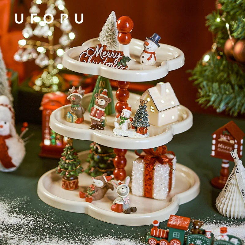 UFORU Fruit Tray Multi-storey Living Room Coffee Table Exquisite High Appearance Level Christmas French Cake Dessert Tray