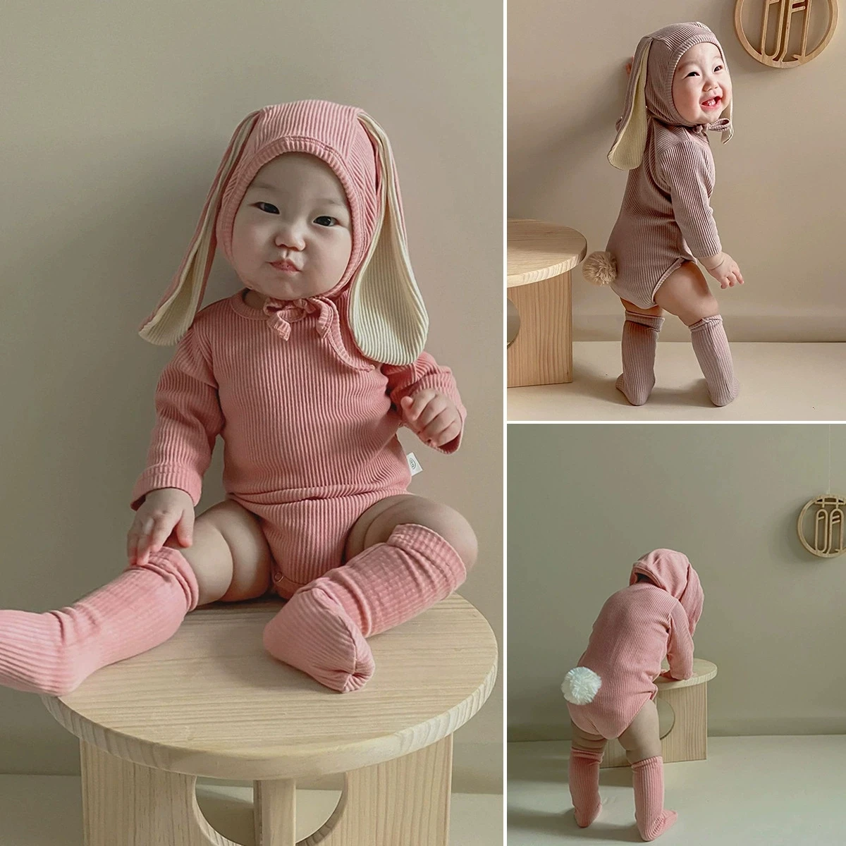 

2025 New Ins Autumn Winter Infant Knitted Wool Long Sleeve Embroidered Flower Triangle Jumpsuit Three Piece Set