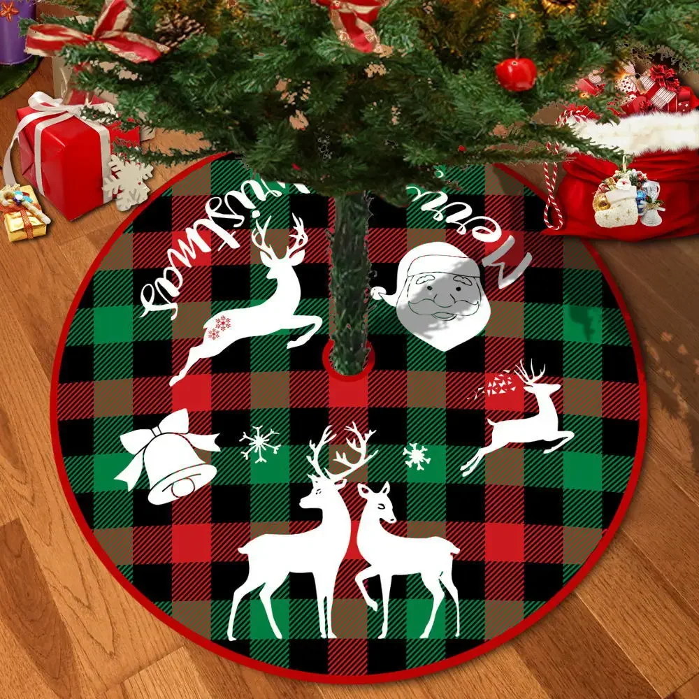 72/90/120Cm Christmas Tree Skirt Red Christmas Tree Foot Cover Santa Claus Snowflake Christmas Tree Carpet Base Mat Decorations