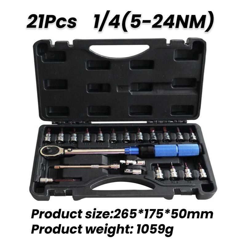 10/15/21Pcs 2-24N.m Precise Torque Wrench Reversible Ratchet Wrench 1/4 Inch Adjustable Torque Spanner Precise Preset Hand Tool