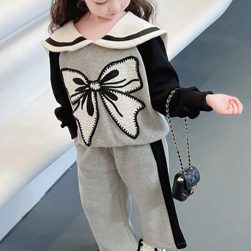 Korean Baby Clothes Suit Spring And Autumn Sweater For Girl+Pants Suit For Girls Lovely Kids Clothes Girl Suit For Girls