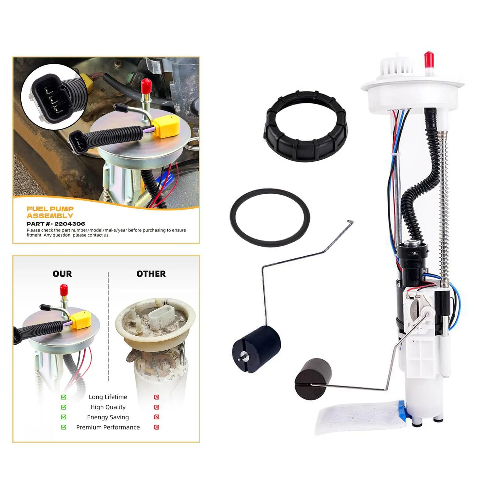 

Fuel Pump Assembly Replacement Easy Installation Fuel Pump Motor Motorcycle Lock Ring Gasket Part for Polaris Ranger 2013-17