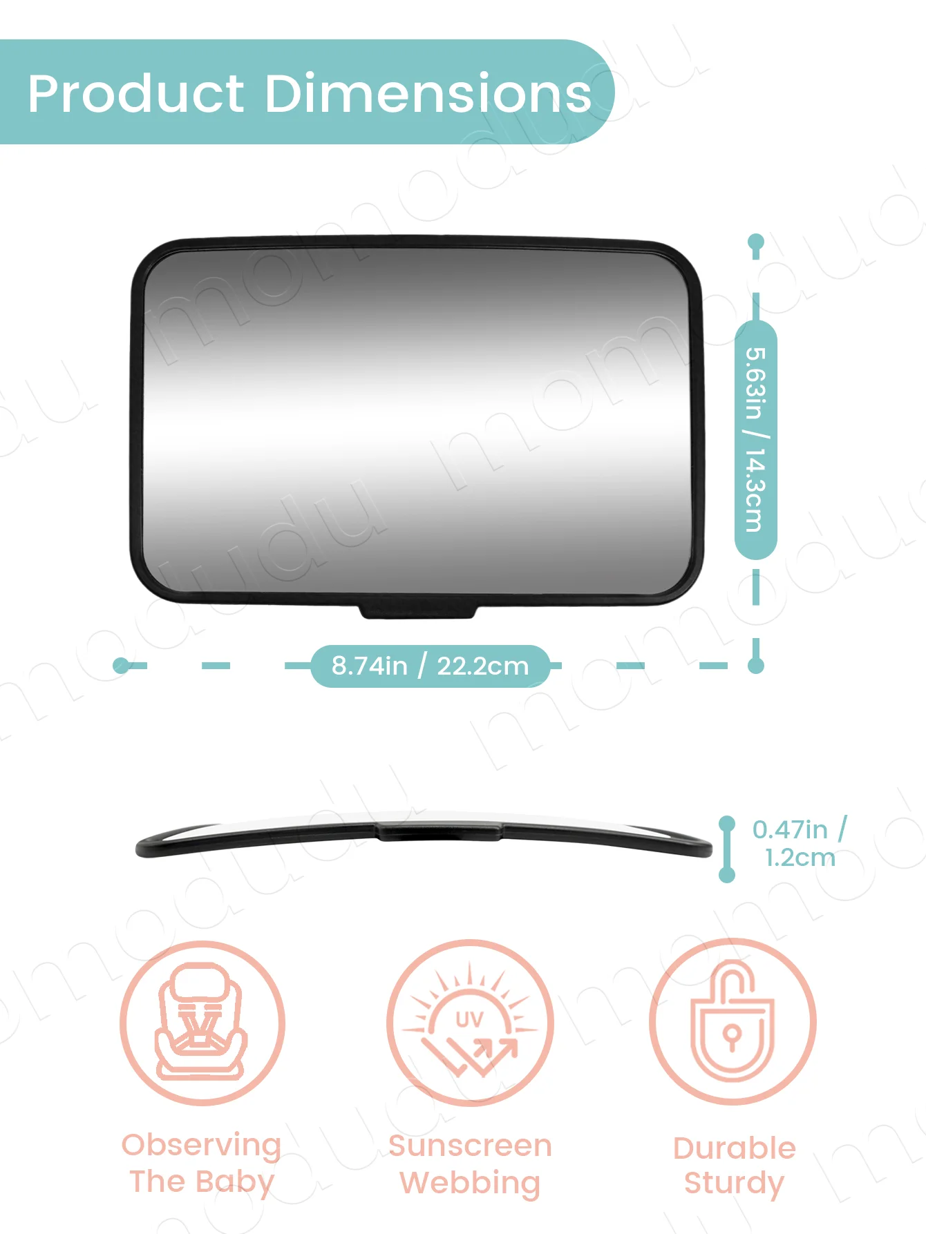 Picture 3: M-Size Adjustable Wide-Angle Car Seat Mirror, Headrest Mount Safety Monitor for Rear-Facing Baby & Child