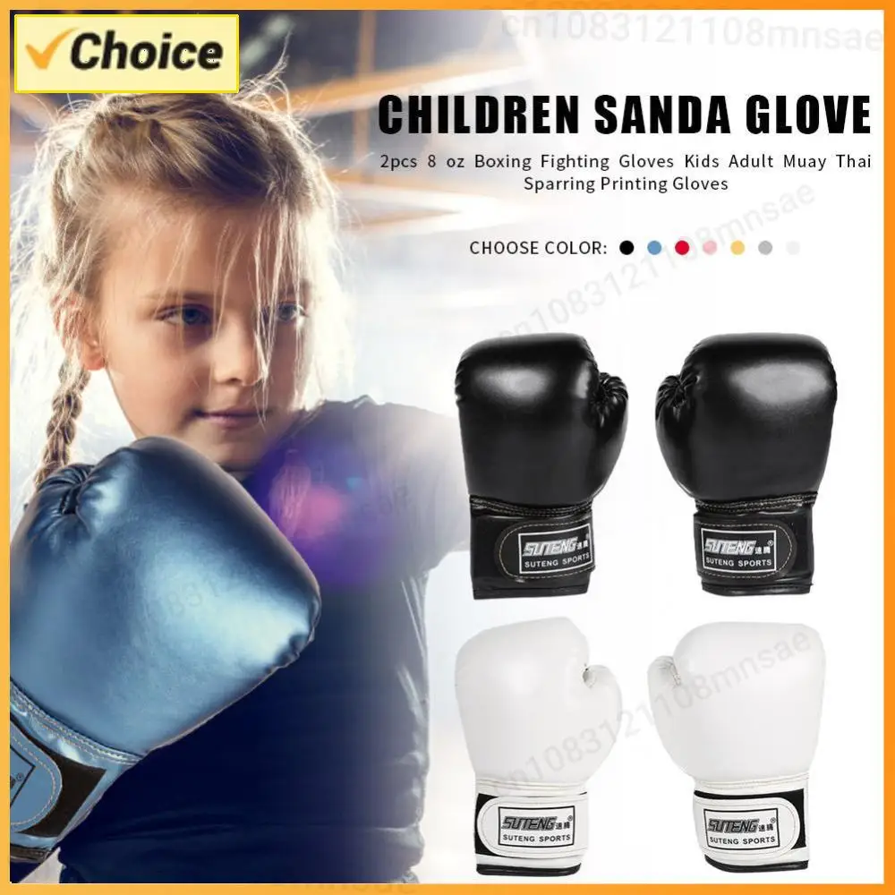 

2 шт., детские боксерские перчатки из искусственной кожи, перчатки для кикбоксинга, дышащие перчатки для тайского бокса, перчатки для единоборств для мальчиков и девочек, молодежные перчатки