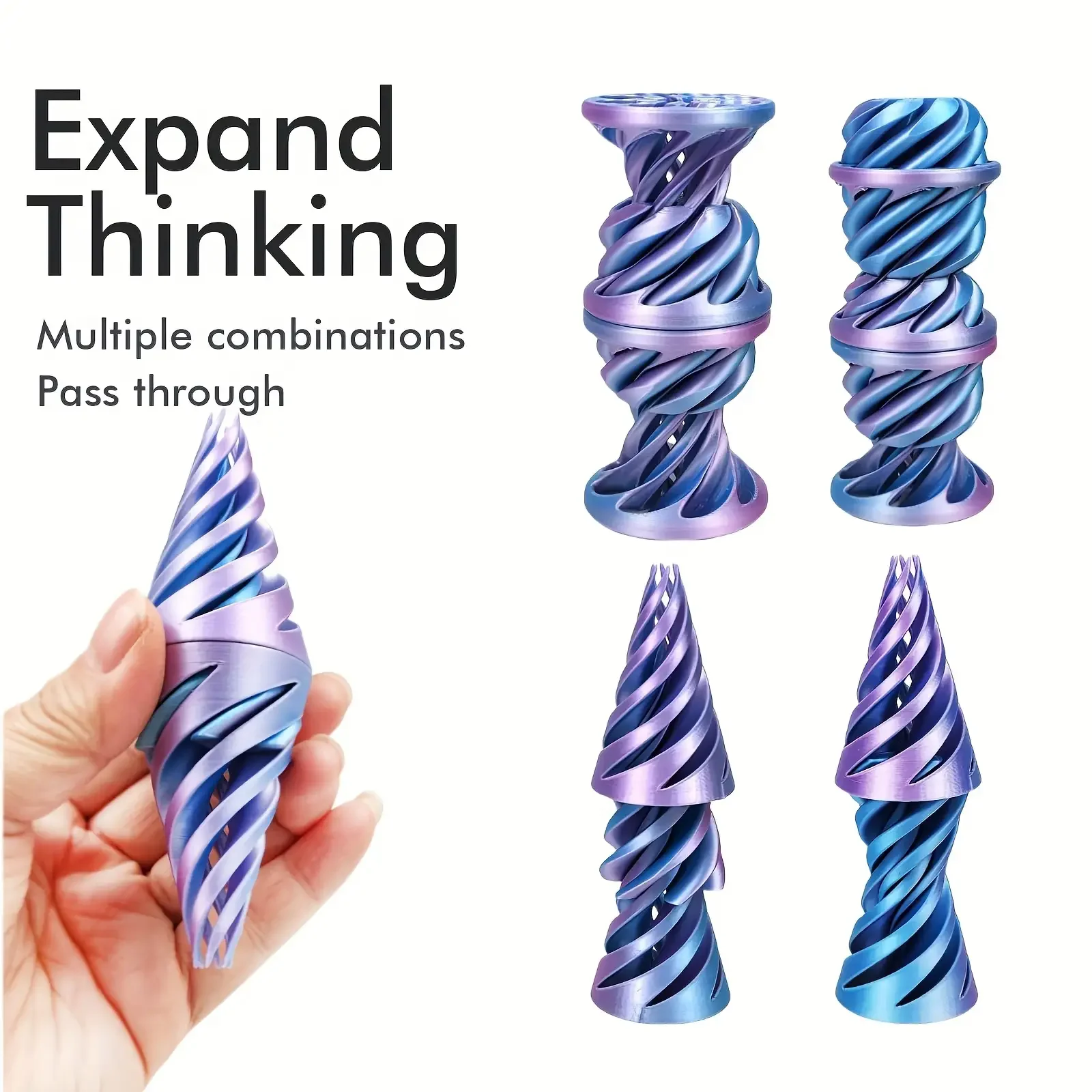 3D Print Spiral Cone, Fractal Restless Colorful Rotating Spiral Design, Stress Relief Desk Mini Stress Relief Desktop Decoration