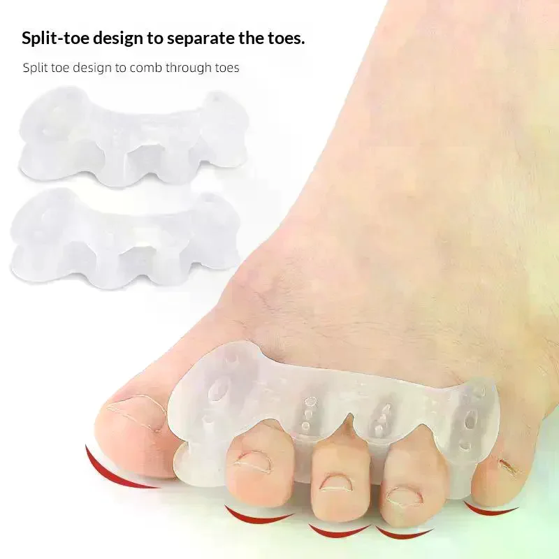 1Pair Toe Separators With Holes Correct Foot And Bunion Pain Plantar Fasciitis Toe Straightener To Improve Functional Mobility