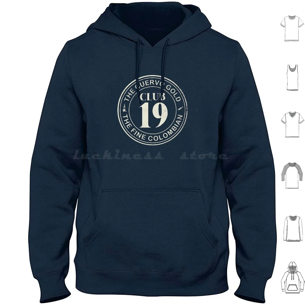 Sudaderas con capucha Steely Dan Club 19 de manga larga, música de los años 70, cigarros, clubbing, Cuervo colombiano, retro, tequila, vintage