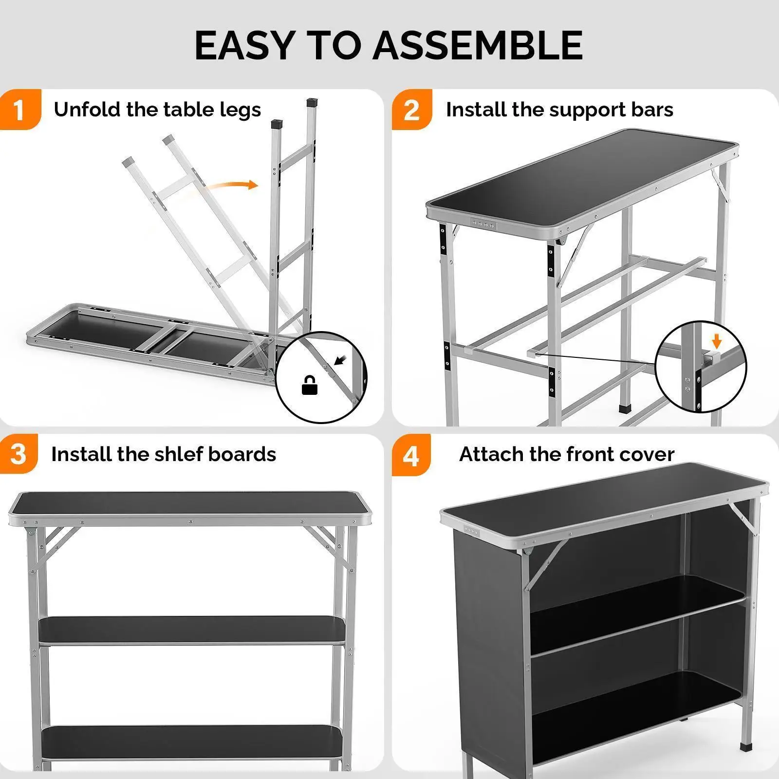 Alumínio portátil Camping Fold Table, Bar Table