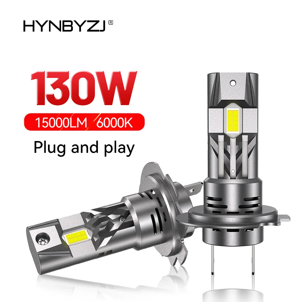 

HYNBYZJ 130W H7 LED Headlight 1:1 Mini Size Headlamp 6500K Car Lamps Super Bright Plug and Play Car Headlight Bulbs