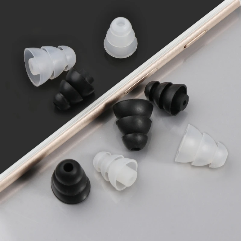 Earbuds Ear Tips Replacement 2 Pairs Soft Silicone Multi Sizes Large Small for Shure E3C E3G in-Ear Headphones Earphones